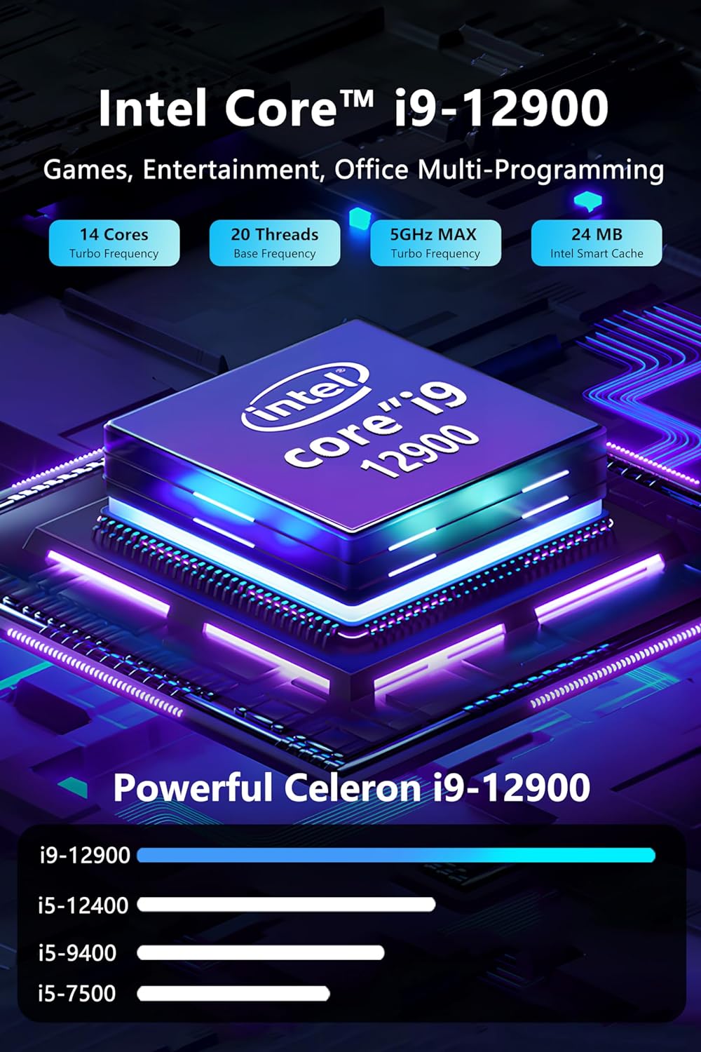 FUNYET Mini Gaming PC, Intel I9-12900H 14 Cores 20 Threads Processors, Nvidia RTX 3050 8G Mini PC, 32GB RAM 1TB SSD RGB Light Mini Desktop Computer, Windows 11 Pro Preinstalled