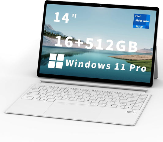 FUNYET 2-in-1 Laptop Tablet | 14 Inch Touchscreen Laptop | Intel 12th Gen N100 Processor | 16GB DDR5 RAM | 512GB SSD | 1920 x 1200 | Wi-Fi 6 | BT5.2 | Backlit Keyboard | Windows 11 Pro