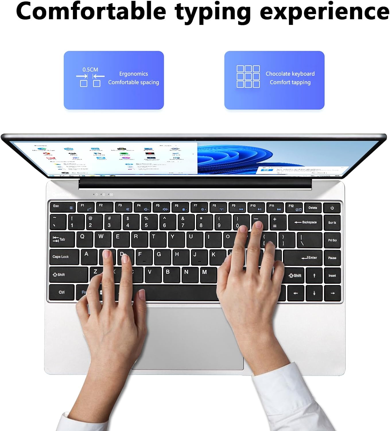 FUNYET 14 Inch Laptop Computer, Quad-Core Intel Celeron N5095 Processors, 16GB RAM 512GB SSD, FHD 1920 x 1080, Supports 180 Angle Opening, Windows 11 Pro