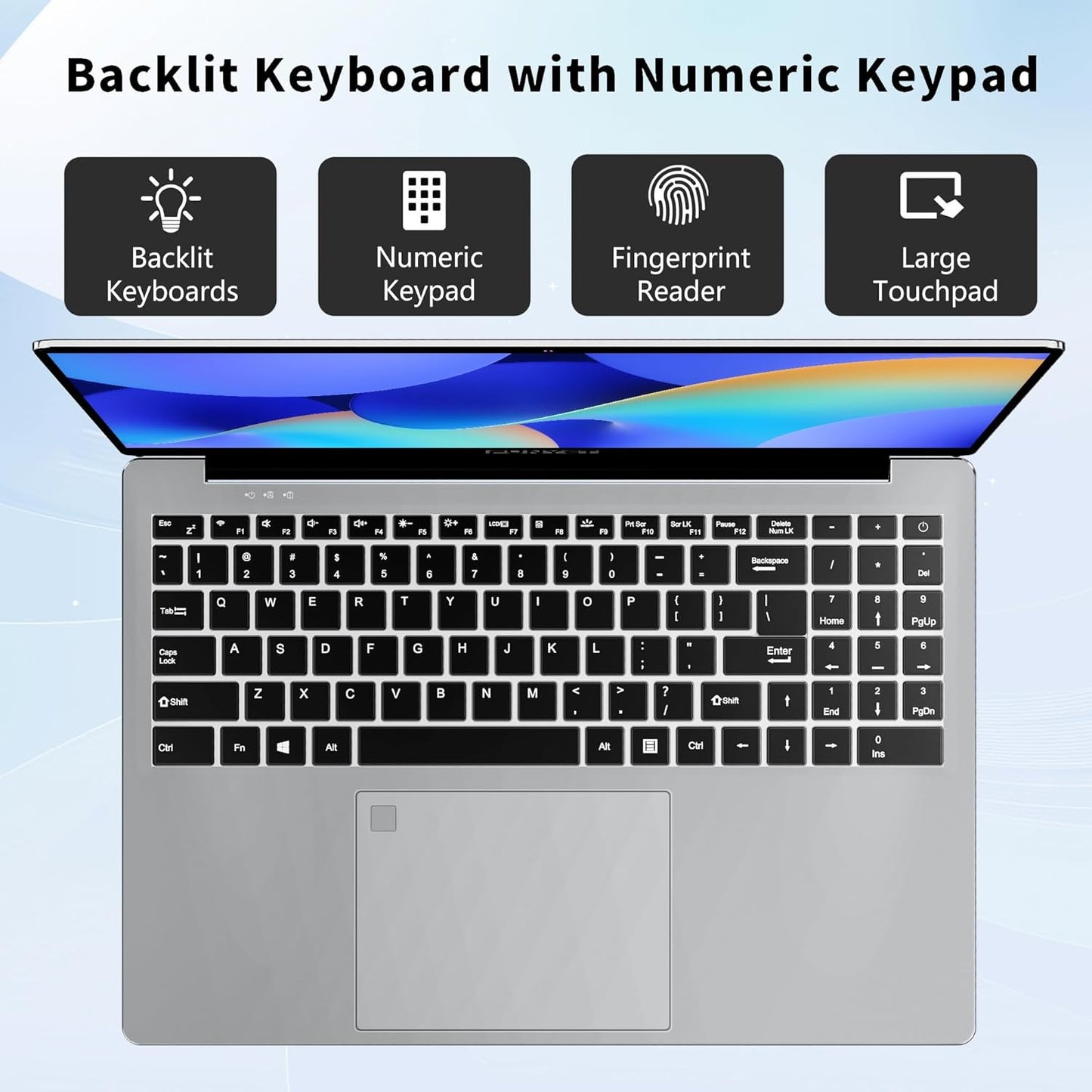 FUNYET 16 Inch Laptop Computer, Gaming Laptop, 16GB RAM 512GB SSD, Intel 12th Gen N95 Processor(up to 3.4GHz), FHD 1920 * 1080, 180 Angle Opening, Fingerprint Unlock, Backlit Keyboard, Windows 11 Pro